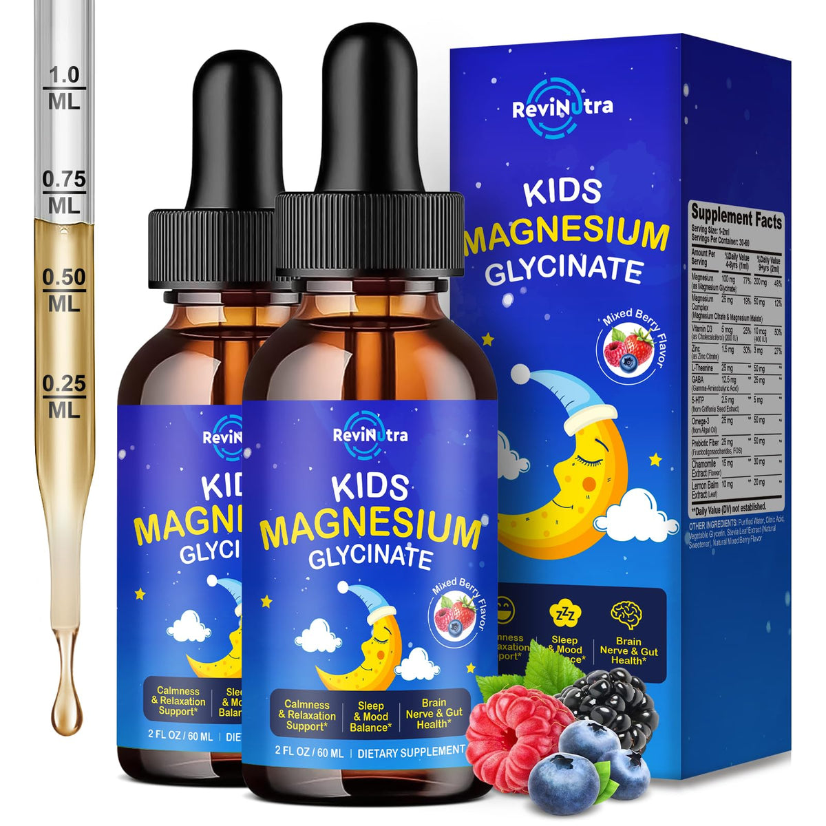 ReviNutra Magnésium Glycinate Liquide 2 Pack vue avant avec étiquette