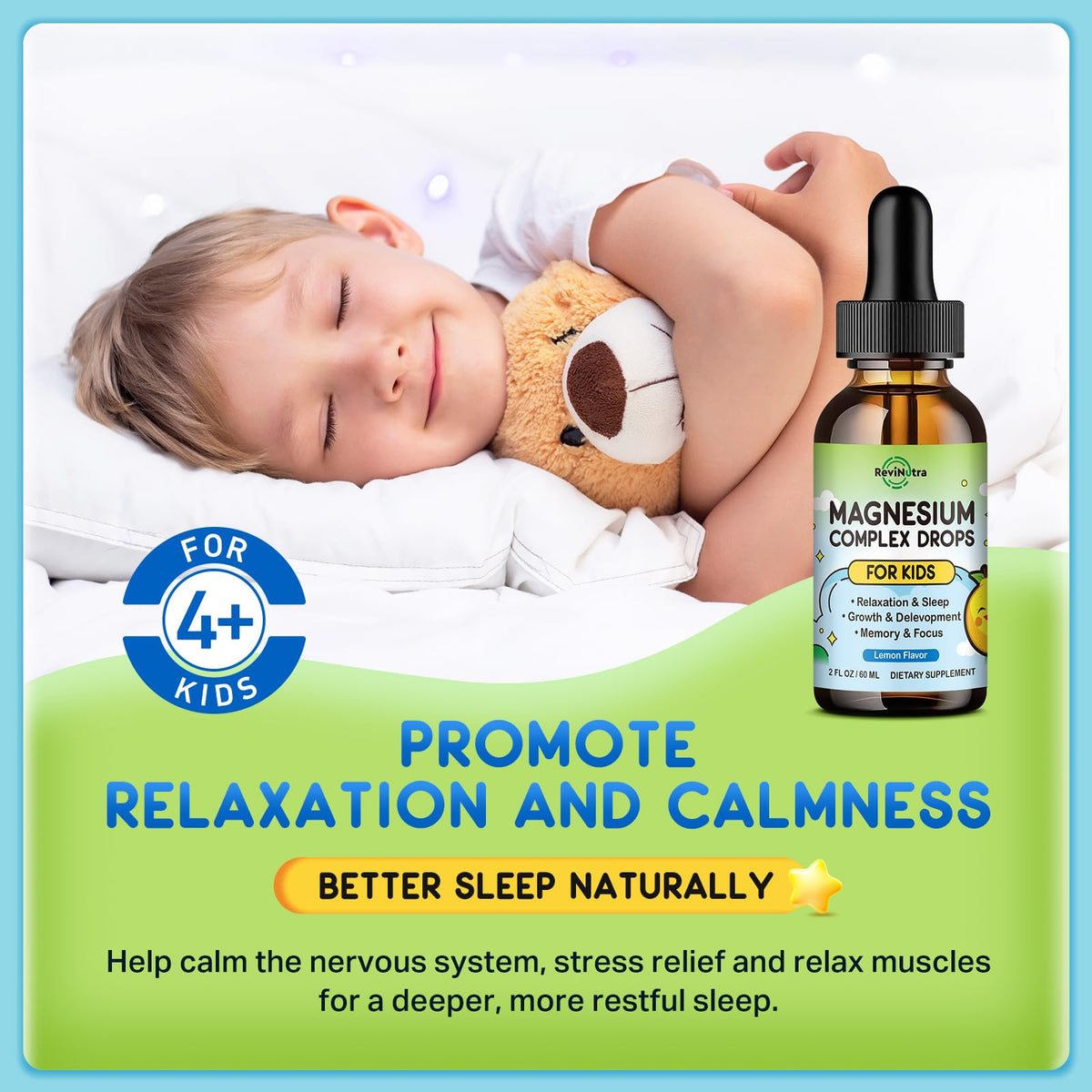 ReviNutra Magnésium Glycinate Liquide 60 ml avec étiquette