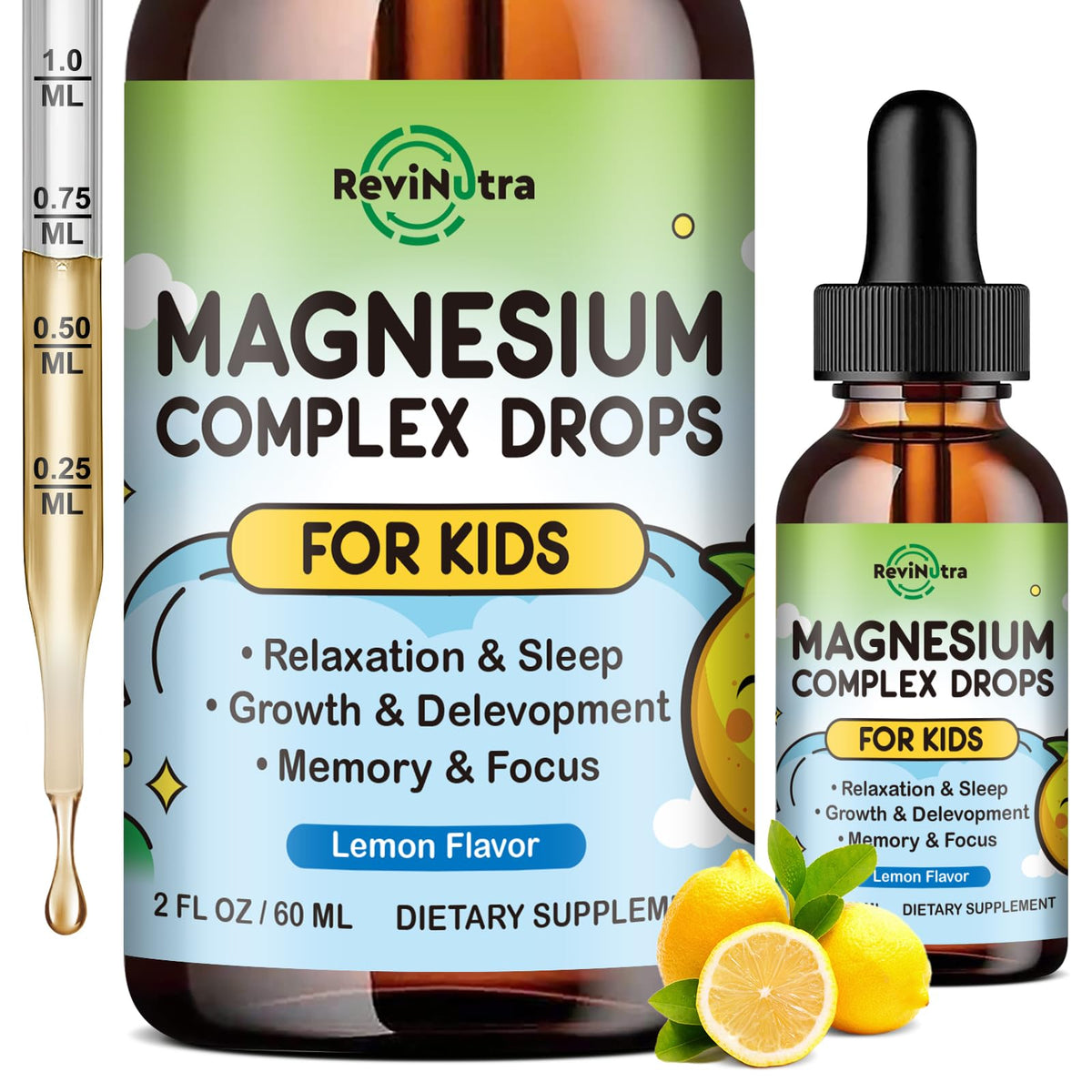 ReviNutra Magnésium Glycinate Liquide 60 ml vue avant