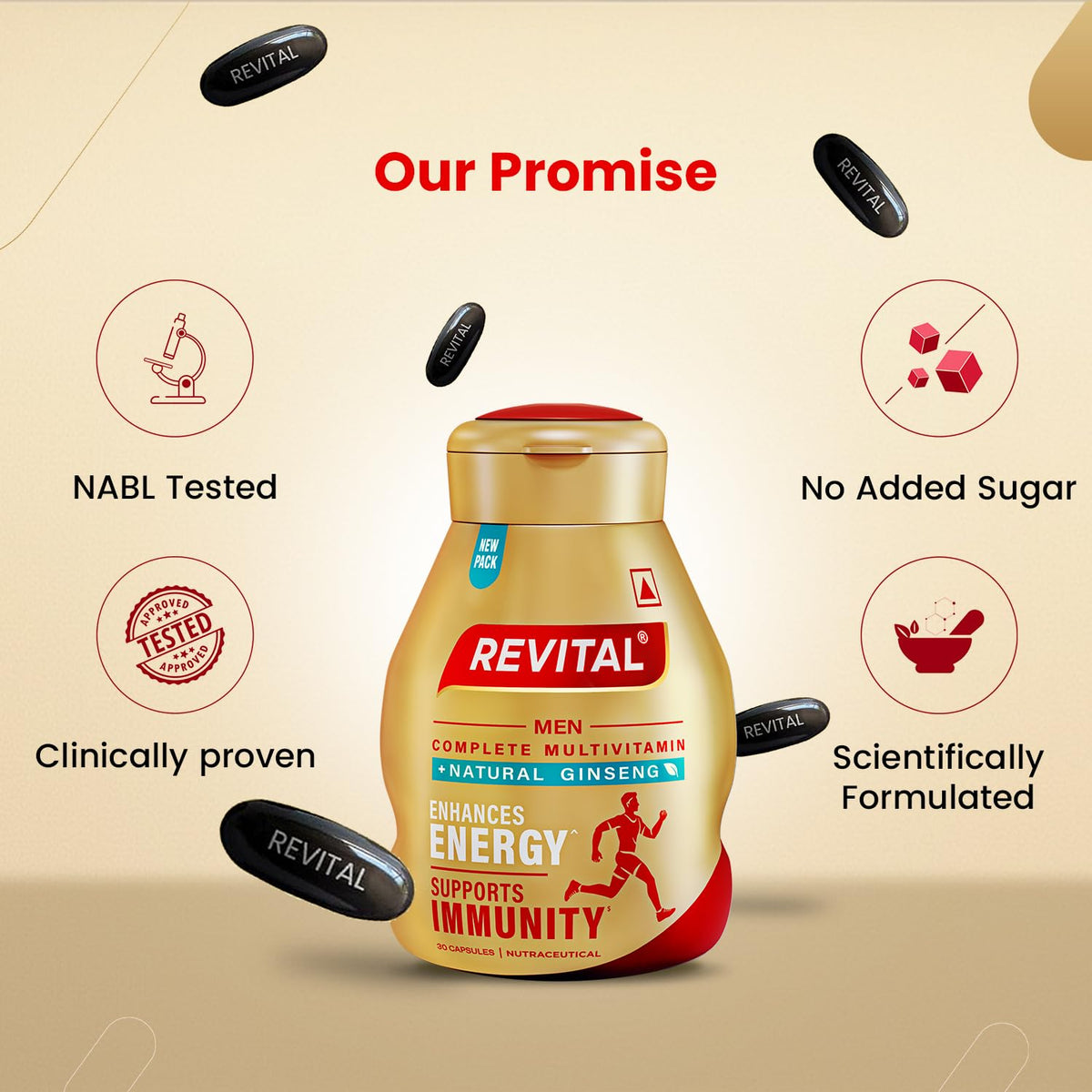 Revital 60 Capsules avec un fond de nature apaisante