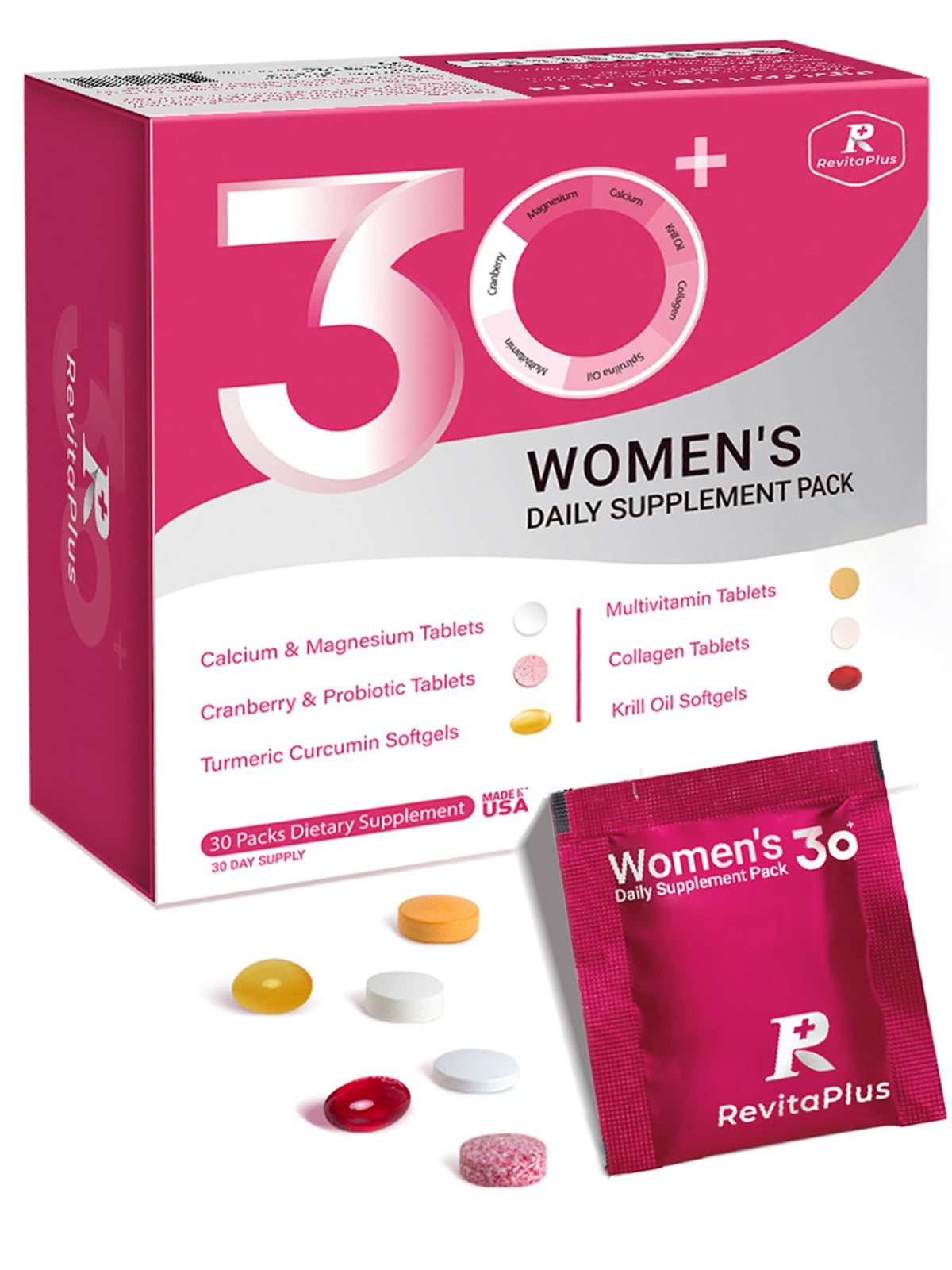 RevitaPlus Multivitamines Femmes 30 packs vue de face