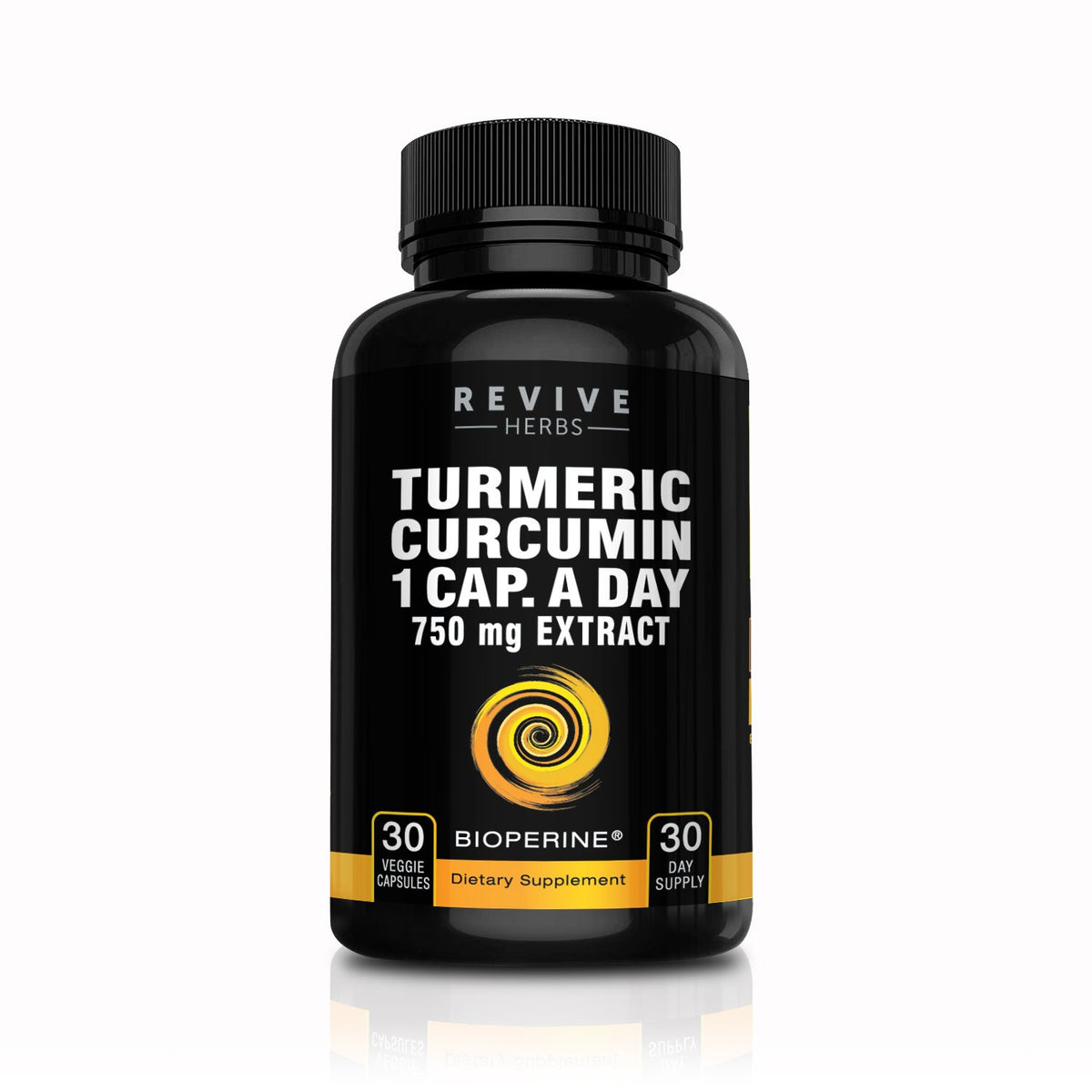 Revive Herbs Curcuma Bio 750 mg avec Bioperine capsule frontale