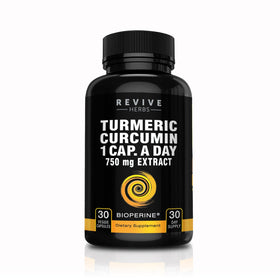 Revive Herbs Curcuma Bio 750 mg avec Bioperine capsule frontale