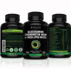 Revive Herbs Glucosamine Chondroitin MSM 159g - emballage avec fond blanc