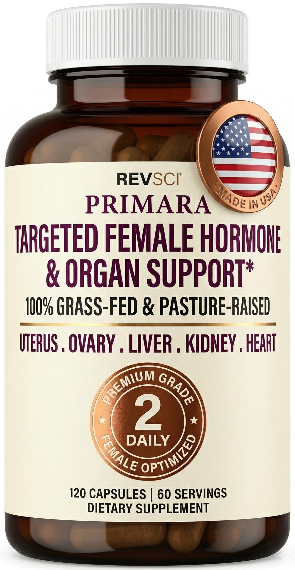 Revolution Science Complément Alimentaire Femmes Organes de Bœuf 120 Capsules vue de face