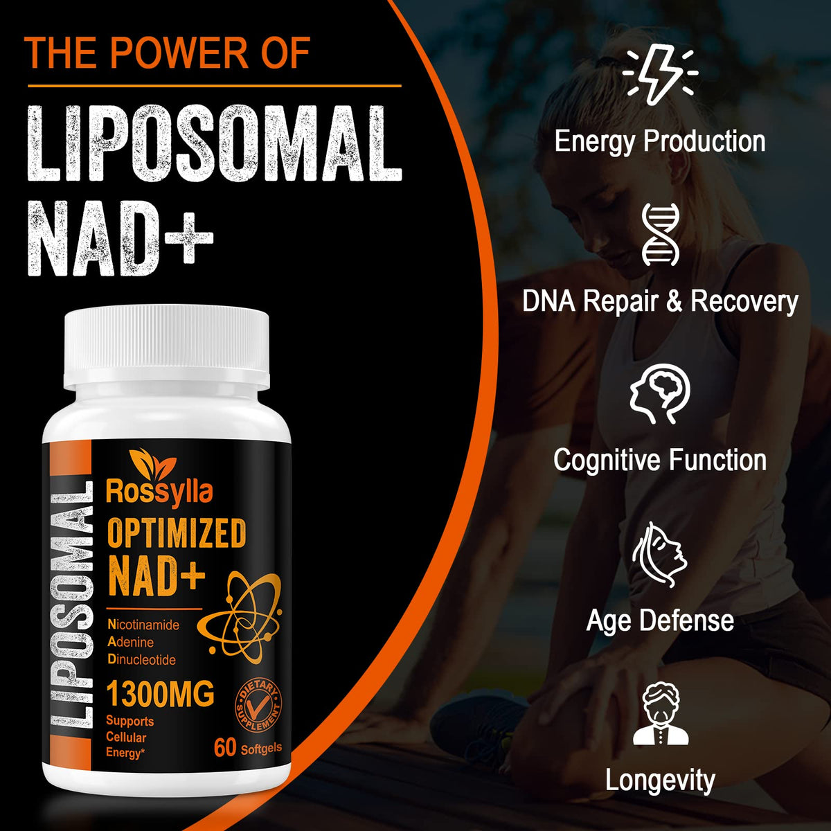 Rhameph NAD+ Liposomal 1300 mg avec un verre d'eau