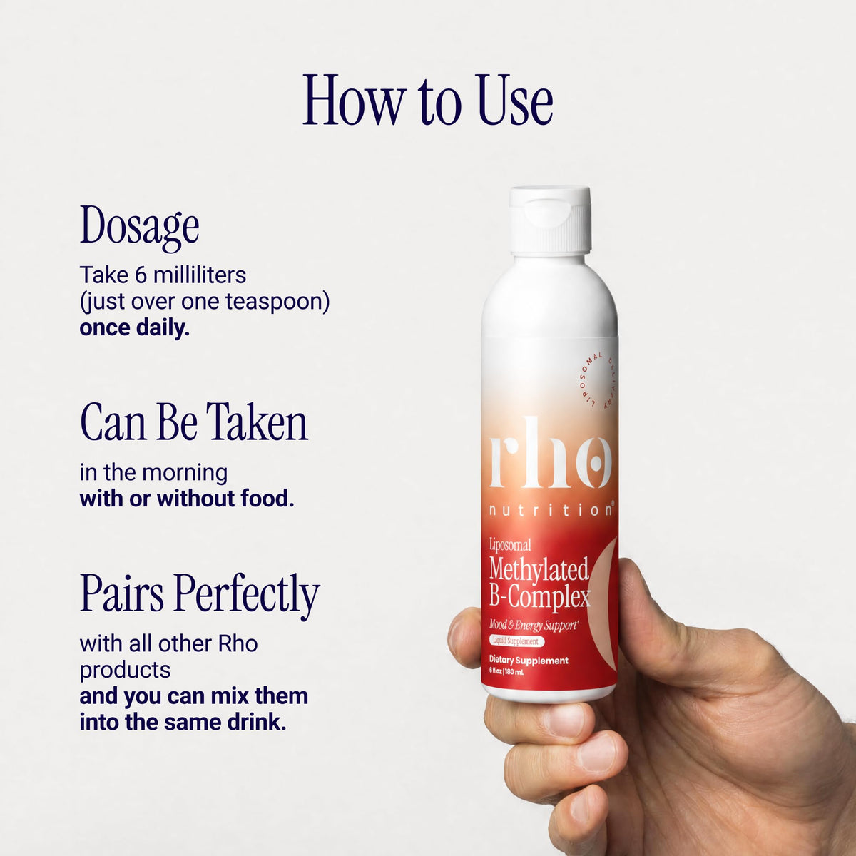 Rho Nutrition B-Complex Méthylé liquide arrière de la bouteille