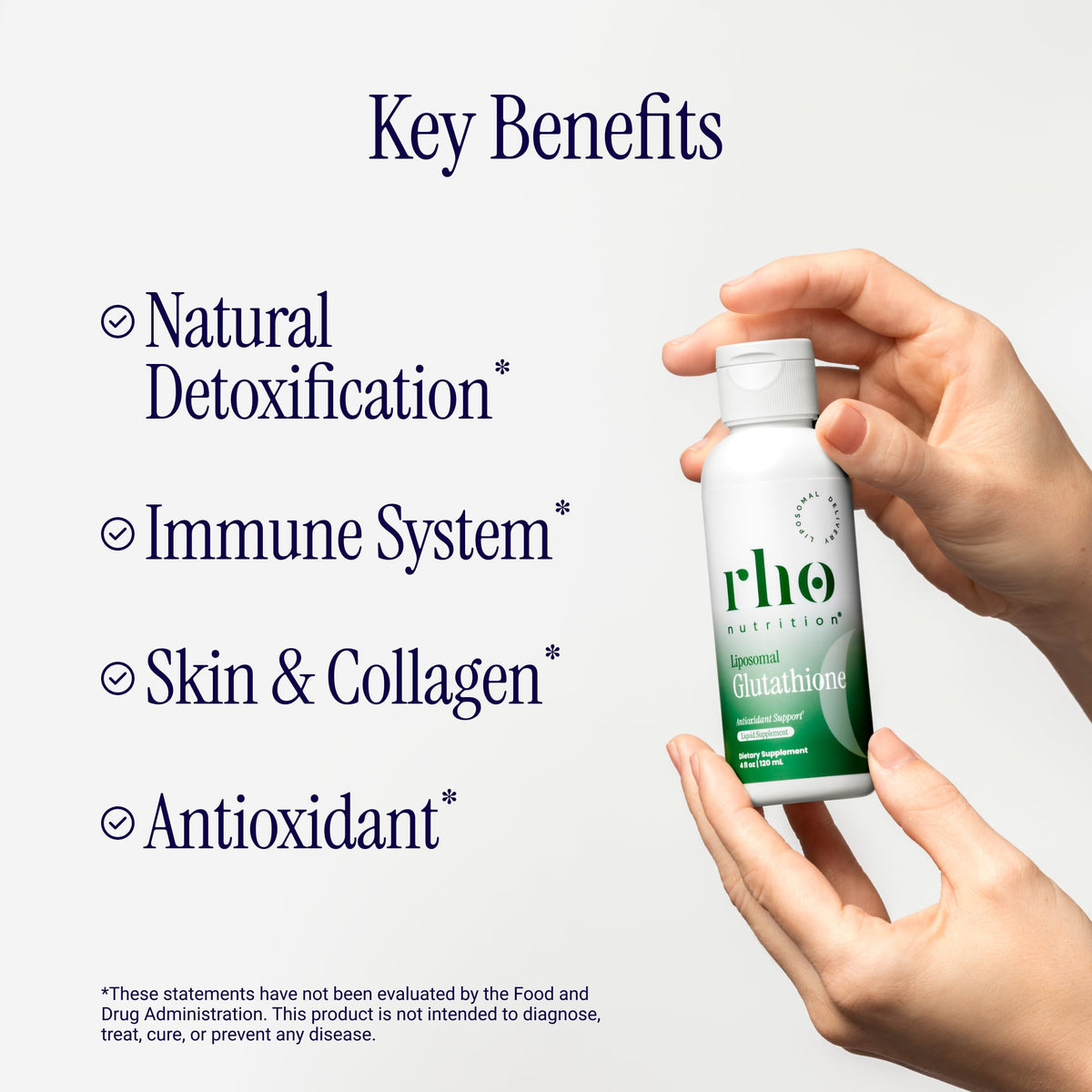 Rho Nutrition Glutathione Liposomal 150g étiquette avec ingrédients