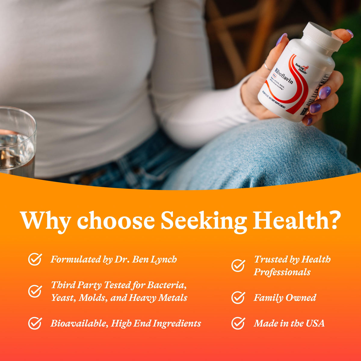 Riboflavine Seeking Health 400 mg, échantillon de la capsule