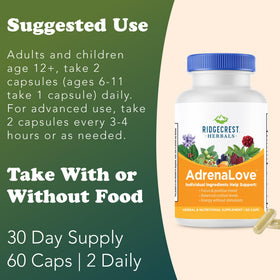 RidgeCrest Herbals AdrenaLove 60 Ct étiquette