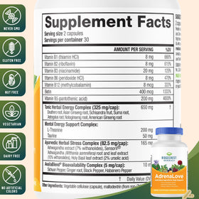 RidgeCrest Herbals AdrenaLove 60 Ct ingrédients