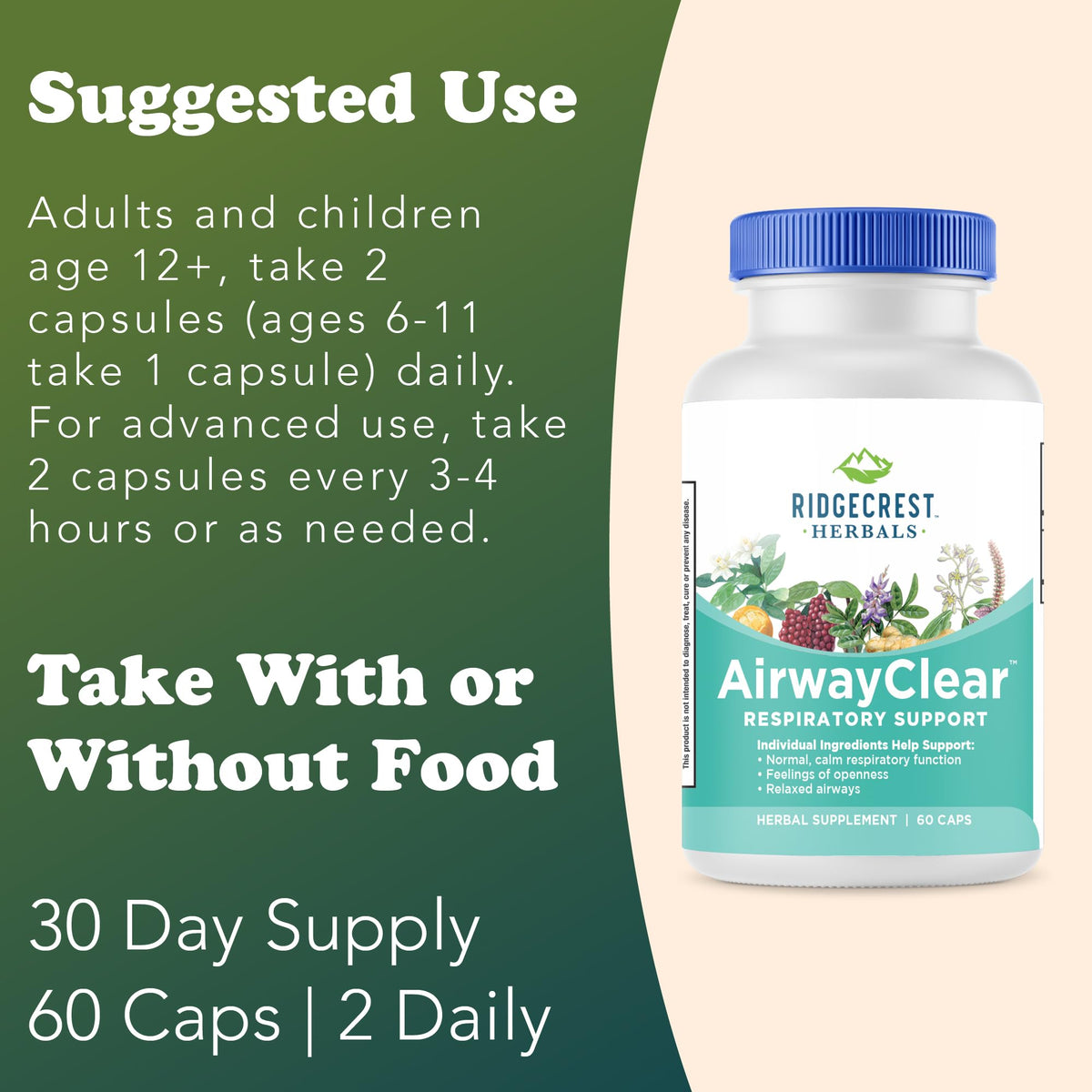 RidgeCrest Herbals AirwayClear 60 capsules avec ingrédients naturels