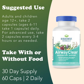 RidgeCrest Herbals AirwayClear 60 capsules avec ingrédients naturels