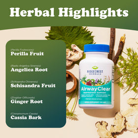 RidgeCrest Herbals AirwayClear flacon ouvert avec capsules