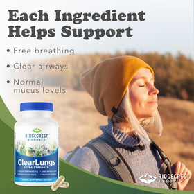 RidgeCrest Herbals ClearLungs 60 Ct ingrédients sur l'étiquette
