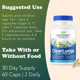 RidgeCrest Herbals ClearLungs 60 Ct près d'une tasse d'eau