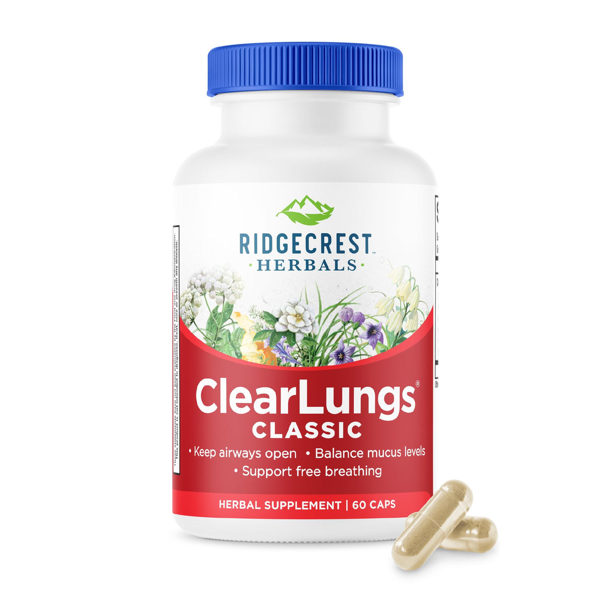 RidgeCrest Herbals ClearLungs Classic 60 Ct boîte vue avant