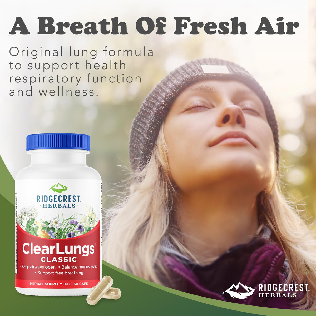RidgeCrest Herbals ClearLungs Classic 60 Ct intégration dans un mode de vie actif