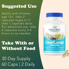 RidgeCrest Herbals ClearLungs daily wellness, boîte ouverte avec gélules