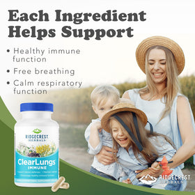 RidgeCrest Herbals ClearLungs daily wellness, étiquette et ingrédients