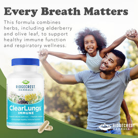 RidgeCrest Herbals ClearLungs daily wellness, vue de côté de la boîte