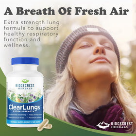 RidgeCrest Herbals ClearLungs Extra Strength 120 ct et ingrédients naturels