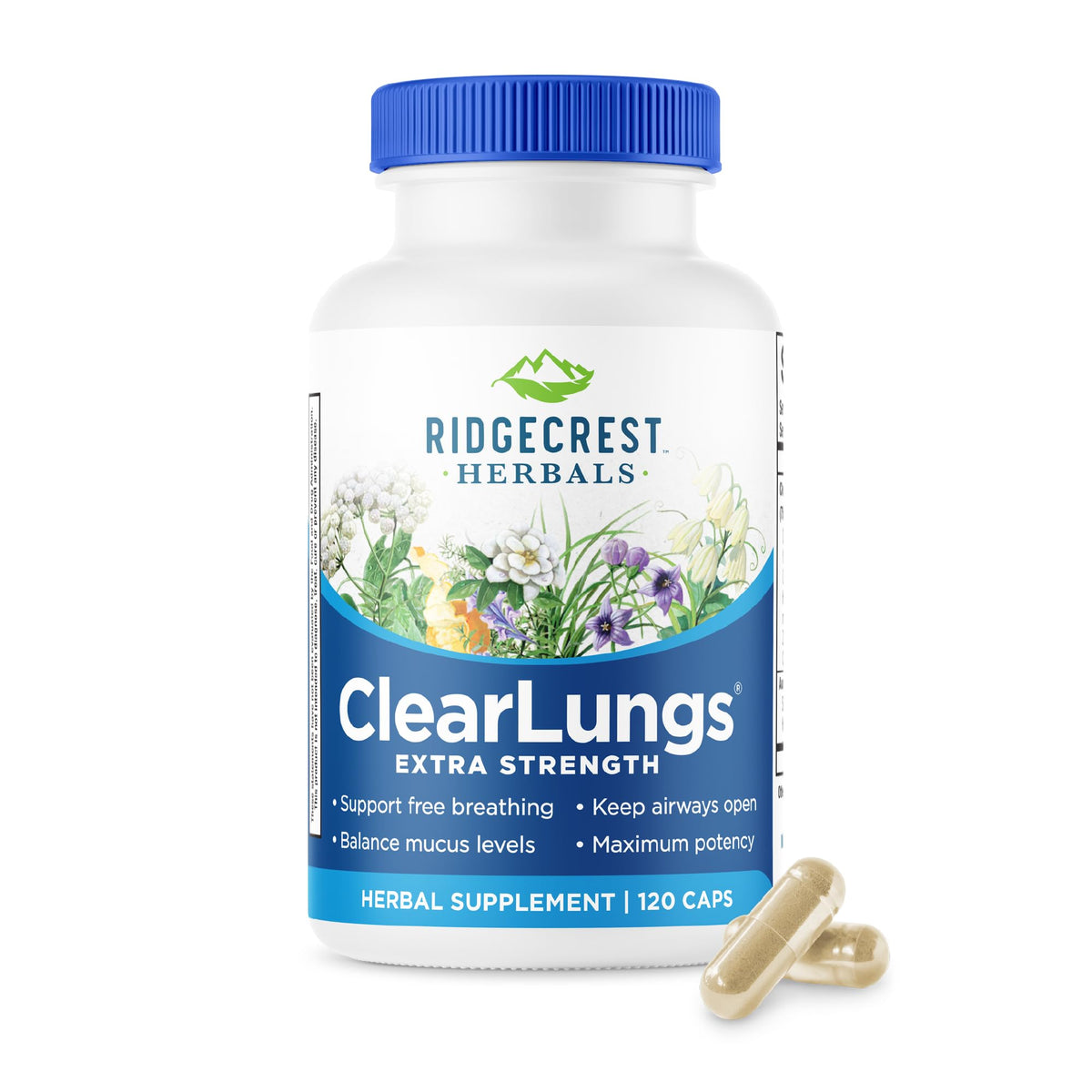 RidgeCrest Herbals ClearLungs Extra Strength 120 ct flacon vue de face