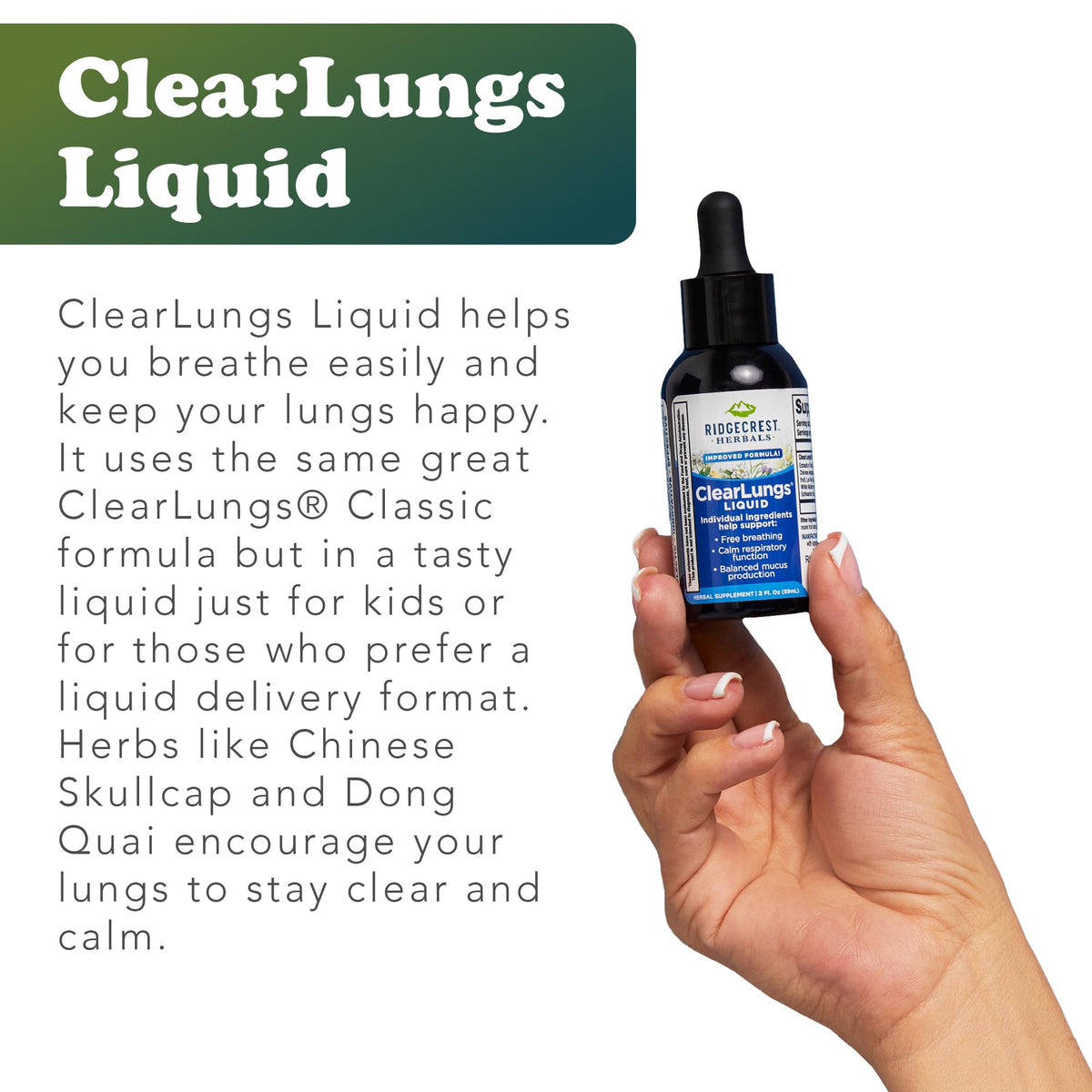 RidgeCrest Herbals ClearLungs Liquide 60 ml dans une cuisine