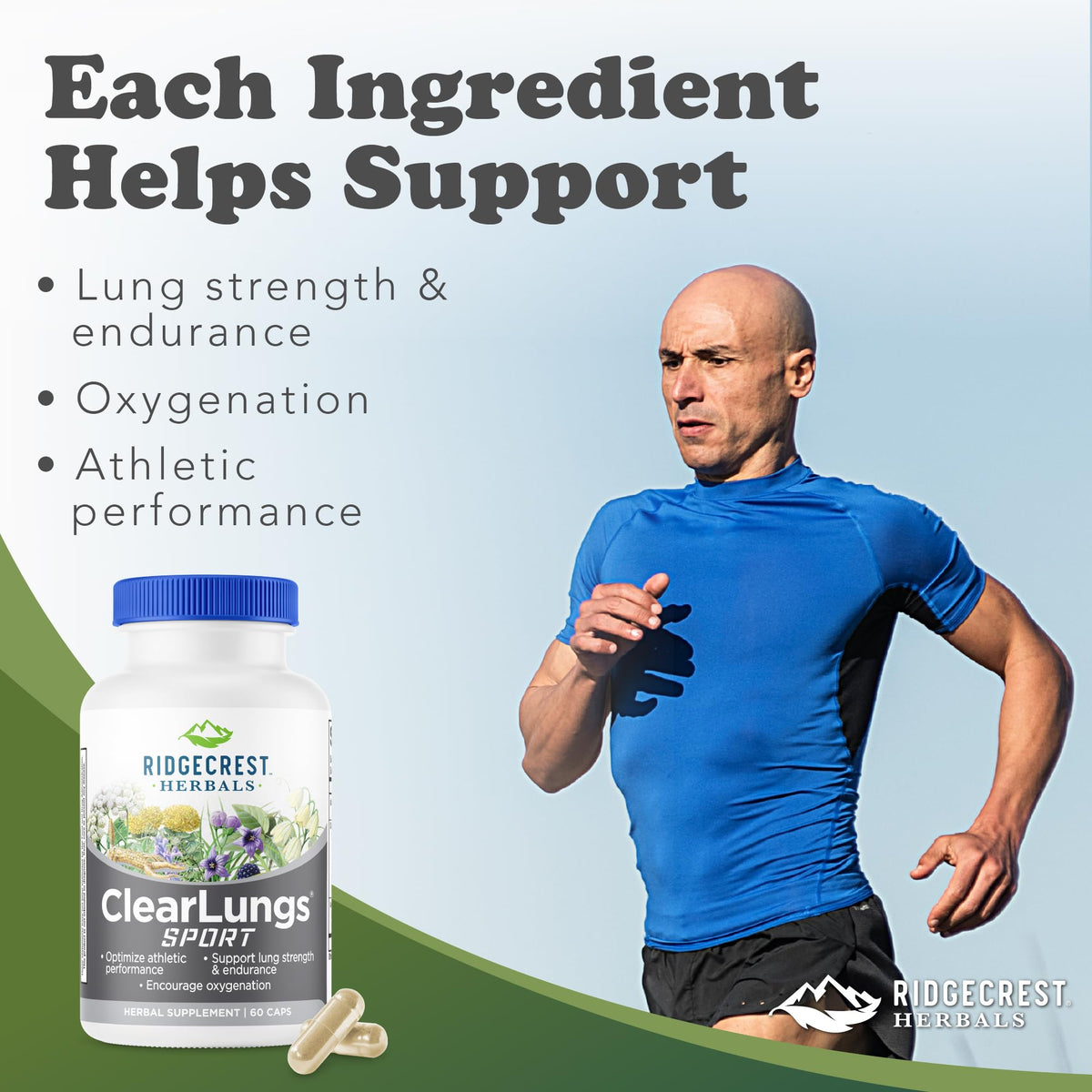 RidgeCrest Herbals ClearLungs Sport 60 Ct arrière de la boîte