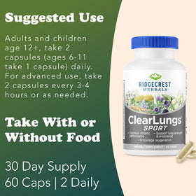 RidgeCrest Herbals ClearLungs Sport 60 Ct avec des ingrédients naturels