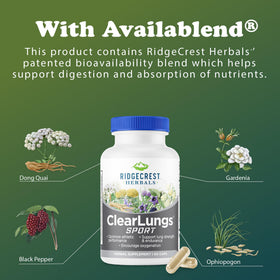 RidgeCrest Herbals ClearLungs Sport 60 Ct vue de près