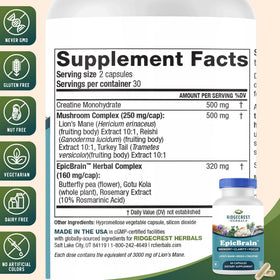 RidgeCrest Herbals EpicBrain 60 capsules côté droit
