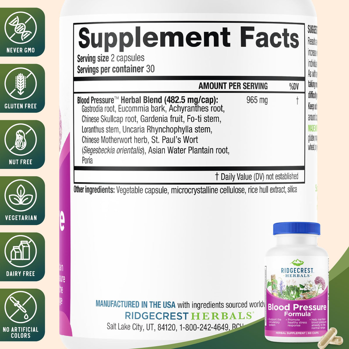 RidgeCrest Herbals Formule à Base de Plantes pour la Circulation - ingrédients naturels