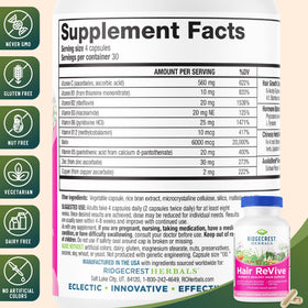 RidgeCrest Herbals Hair Revive étiquette détaillée