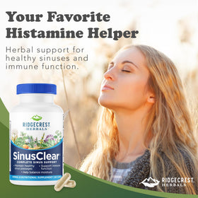 RidgeCrest Herbals SinusClear présenté sur une table