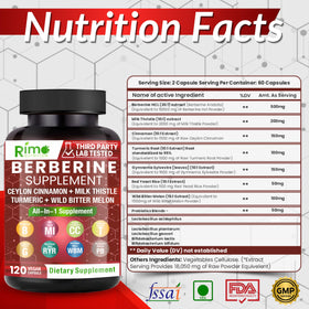 Rimo Nutrition Complément Alimentaire 8-en-1 Berbérine 120 Capsules emballage