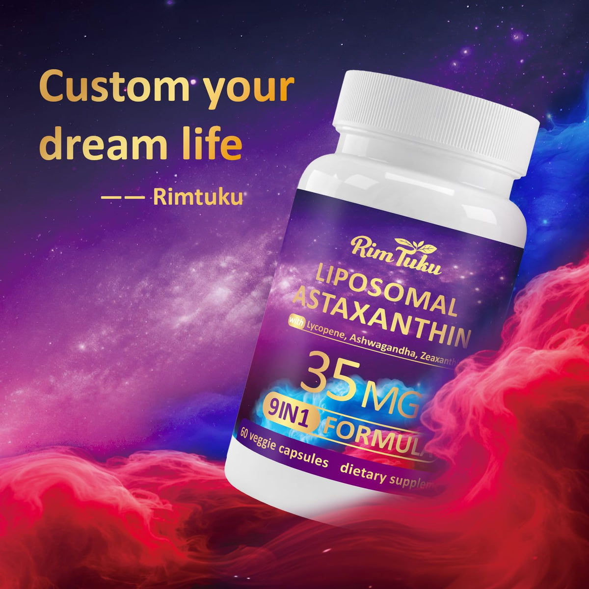 RimTuku Astaxanthine 9-en-1 capsules with ashwagandha