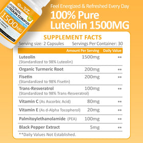 RimTuku lipo-lutéoline 1500MG avec ingrédients en arrière-plan