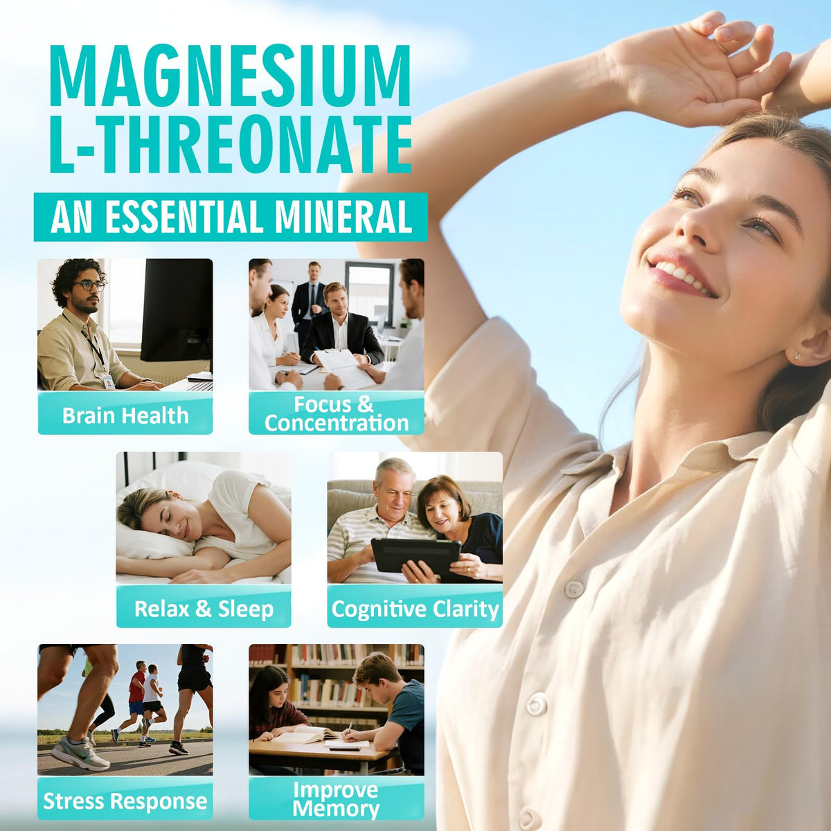 RimTuku Magnésium L-Thréonate 2000mg capsules ouvertes sur un plan de travail