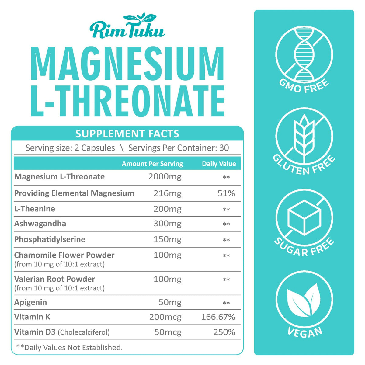 RimTuku Magnésium L-Thréonate 2000mg gélules avec emballage