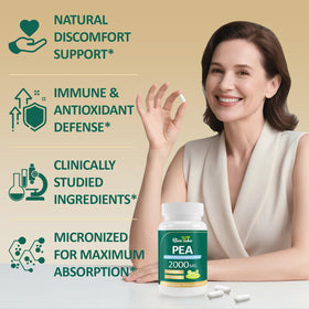 RimTuku PEA 2000MG capsules on a wooden table