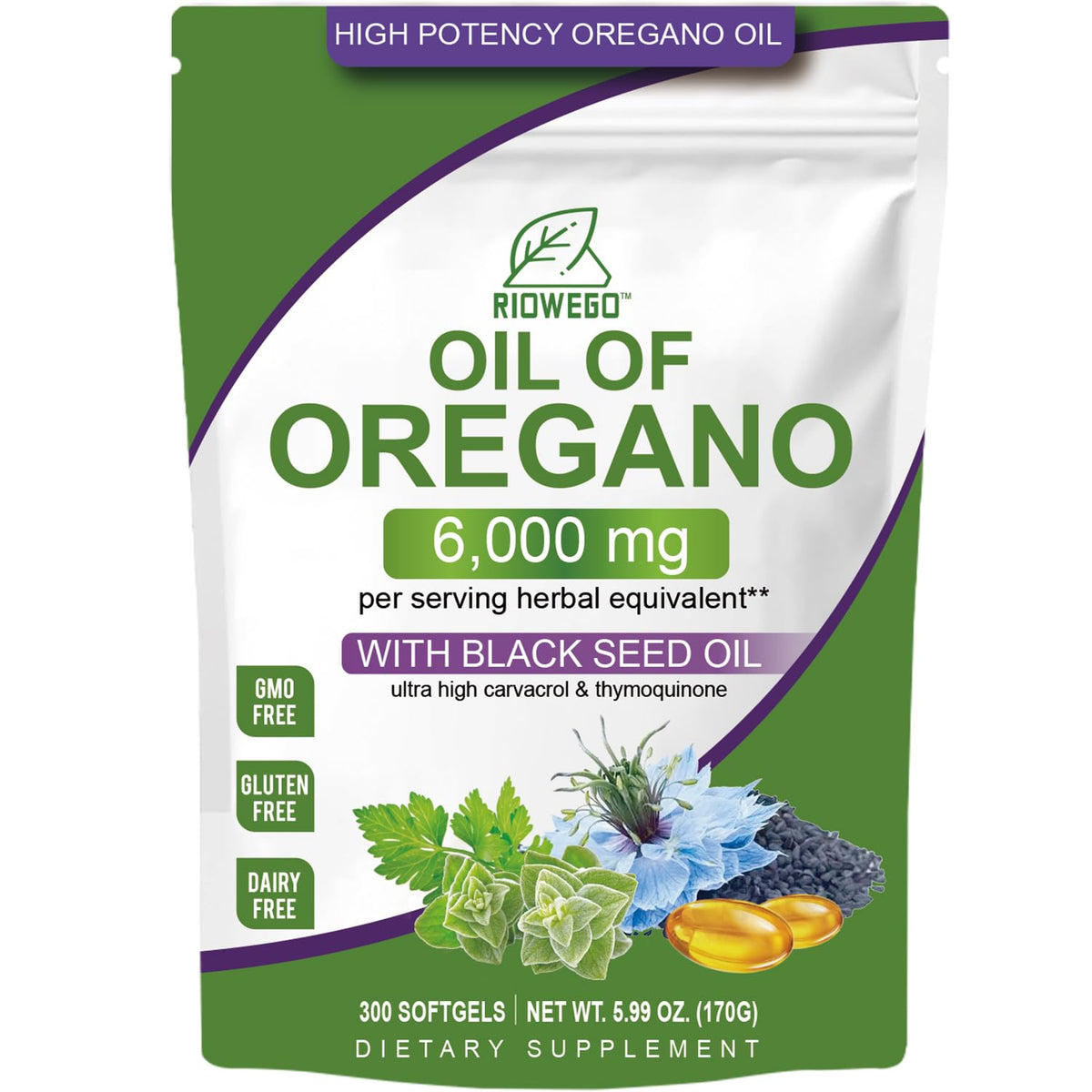 RIOWEGO Huile d'Origan 6000mg gélules avant