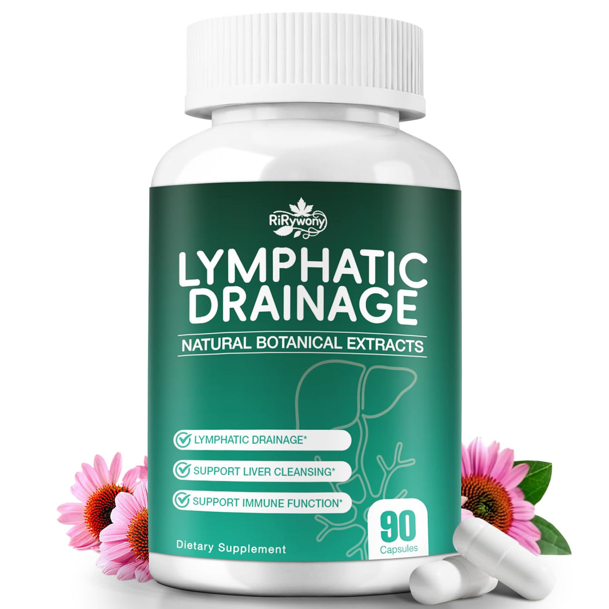 RiRywony Complément Alimentaire Drainage Lymphatique 90 Capsules vue de face