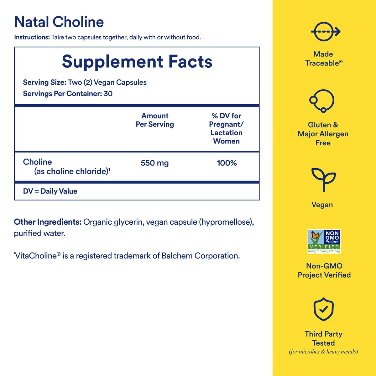 Ritual Choline 550mg capsules avec une cuillère de complément alimentaire
