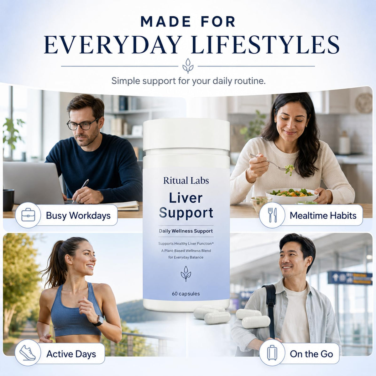 Ritual Labs Happy complément alimentaire 60 capsules et un verre d'eau
