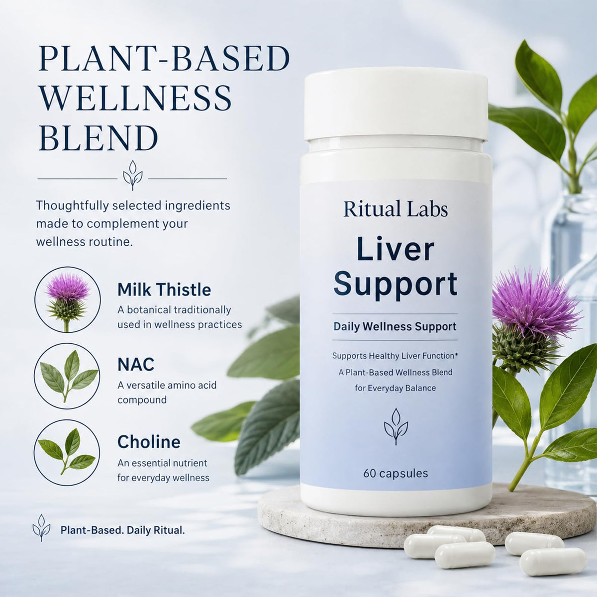 Ritual Labs Happy complément alimentaire dans un environnement naturel