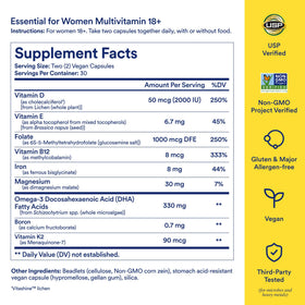 Ritual Multivitamines Essentielles pour Femmes 18+ capsules sur une table