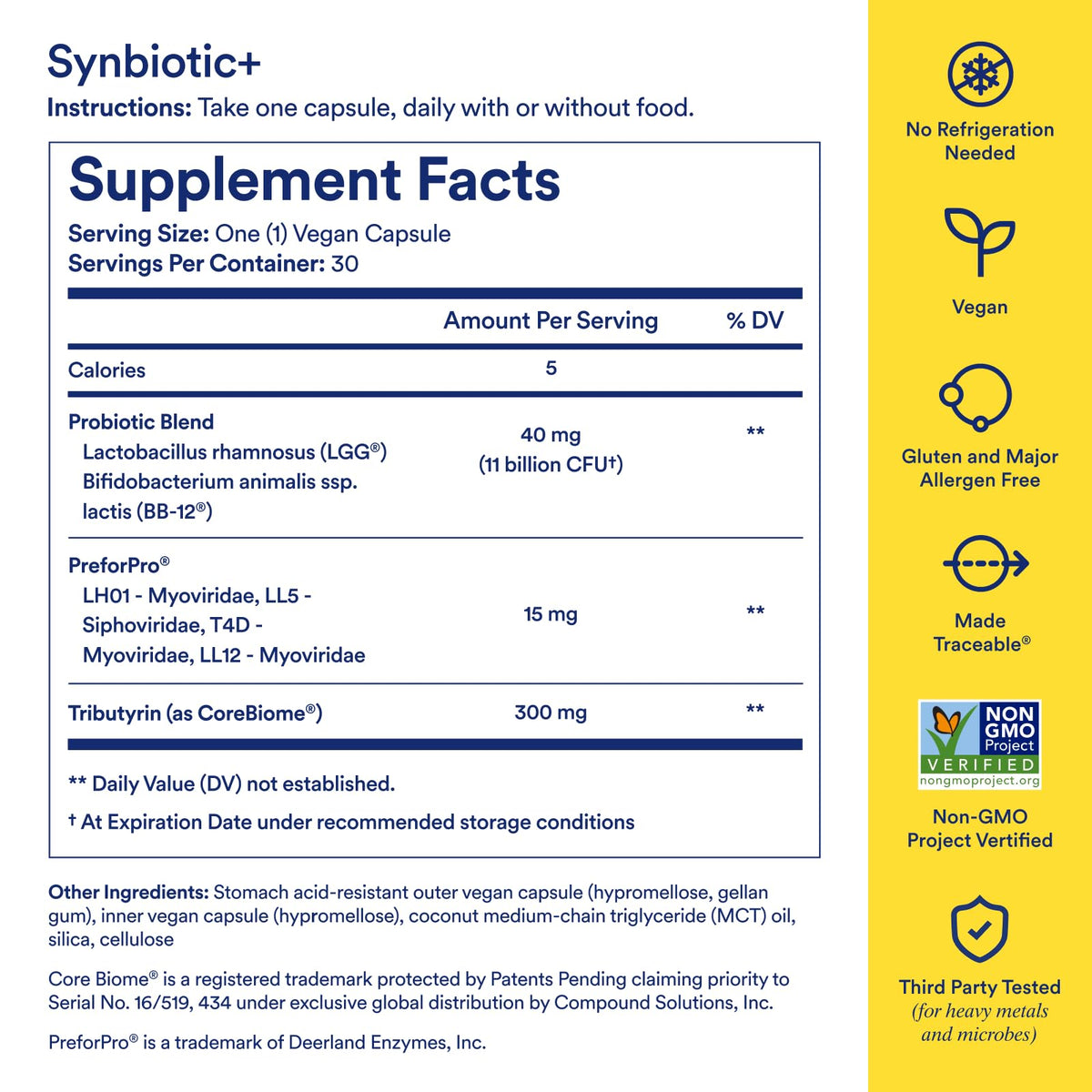 Ritual Synbiotic+ avec étiquette et informations sur les ingrédients