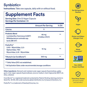 Ritual Synbiotic+ avec étiquette et informations sur les ingrédients