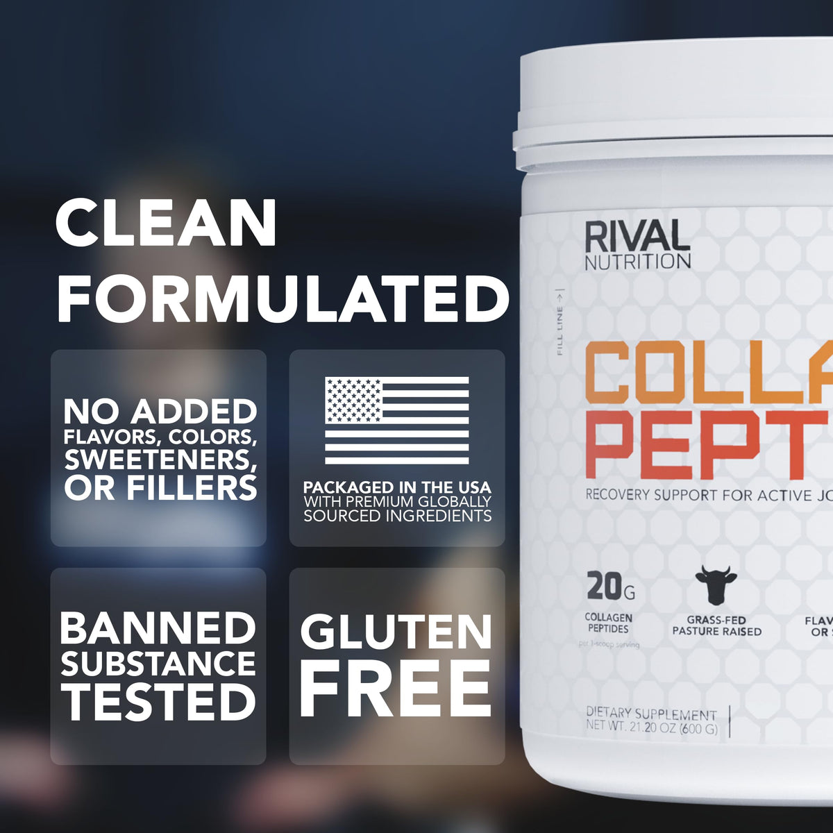 Rivalus Poudre de Peptides de Collagène 730g, étiquette et informations nutritionnelles